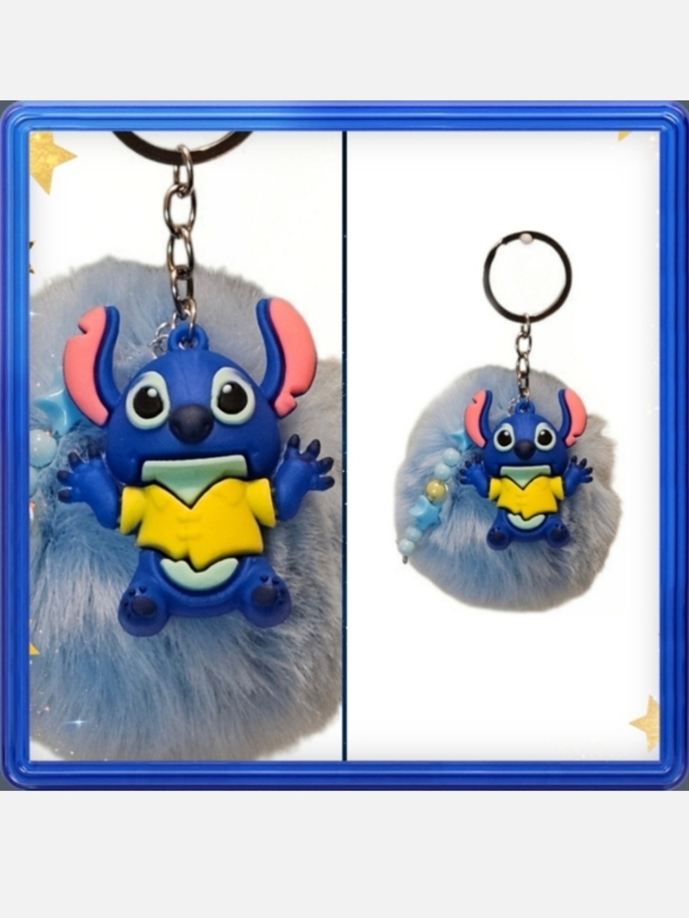 Disney Stitch Pompom Keychain And Bookbag Charm